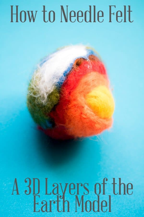 Step-by-step instructions on how to create a needle felted layers of the earth model ideal for a teaching resource. Older kids would be able to use this simple technique to create it themselves or you can create to use as a model within your teaching and lessons.