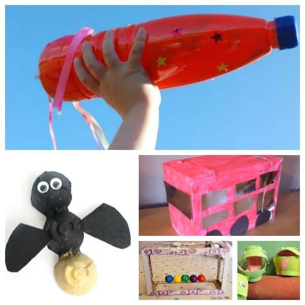 Simple, easy and fun crafts for kids from toddler through to teens made with recycled materials and junk that you would normally throw out. Perfect Rainy Day Crafting and Activities for kids. From Egg Cartons to Shoe Boxes to cardboard Tubes and Sweaters there are plenty of materials you can use to get creative with.