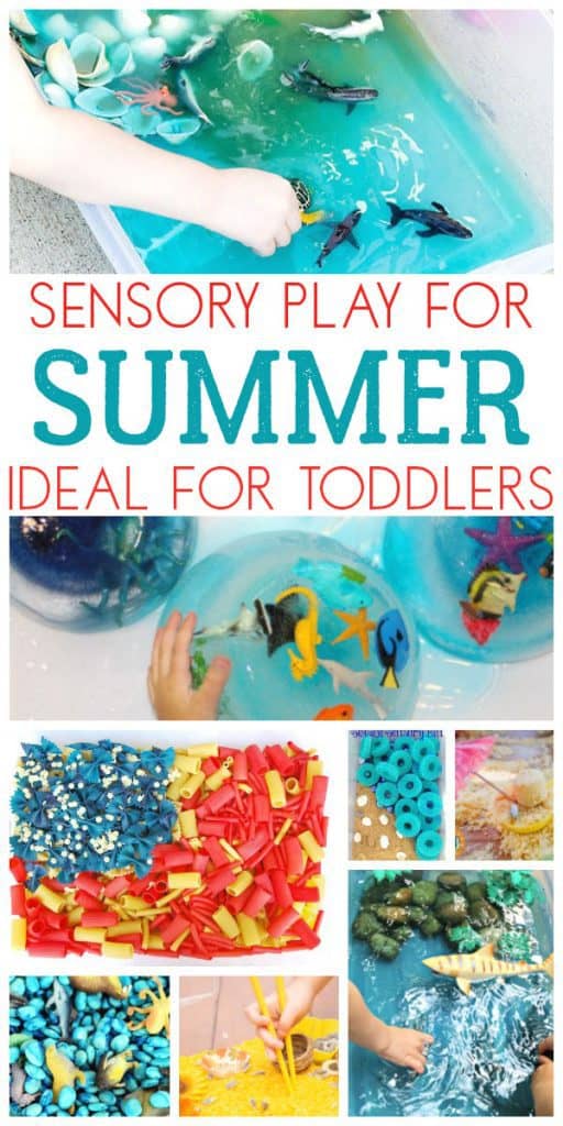 Collage of sensory play ideas for toddlers this summer