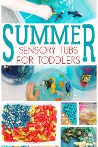 Simple Sensory Tubs and Bins for Toddlers to play with this summer.