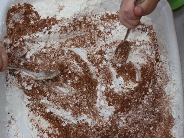 Discover how trace fossils are made with this fun sensory science activity for kids using edible mud dough and dinosaurs. 