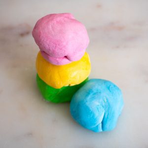 Simple 2 ingredient recipe for edible play dough perfect for sensory play with toddlers that put everything in the mouth.