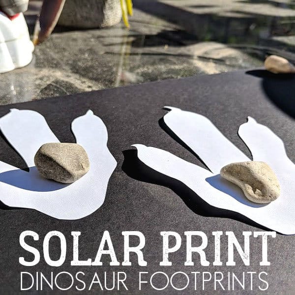 low cost dinosaur solar print footprints for kids to make