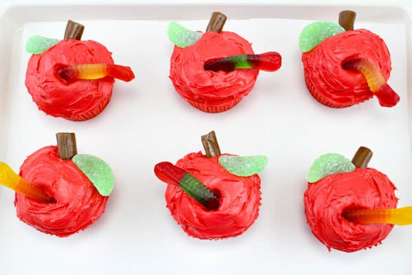 Simple to decorate cupcakes for kids parties - the very hungry caterpillar or back to school