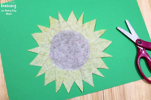 making coffee filter crafts with kids sunflower project