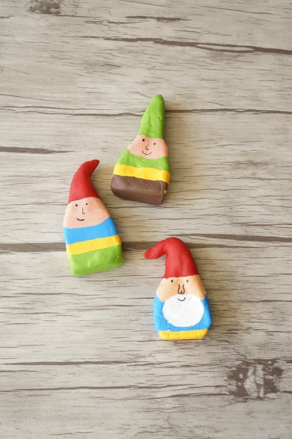 diy garden gnomes made from air drying clay easy project for kids to make