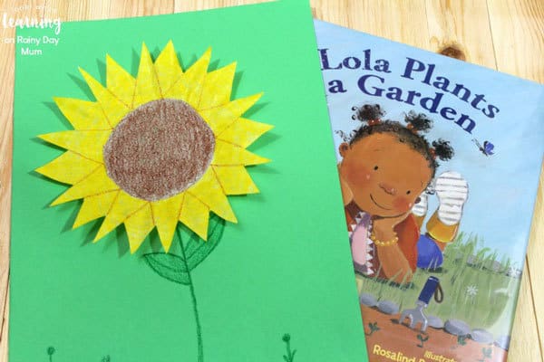 lola plants a garden inspired craft for kids to make sunflowers from coffee filters