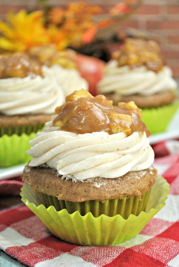 Fall baking apple pie cupcakes with cinnamon buttercream frosting