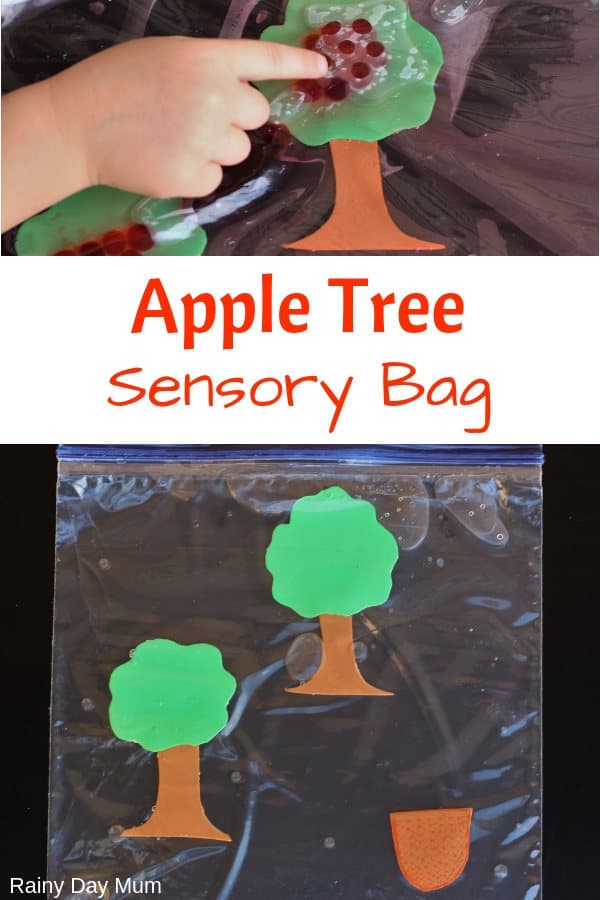 Create your own sensory bag for your toddlers with an Apple Tree Theme and watch them play, as they work on counting and fine motor skills