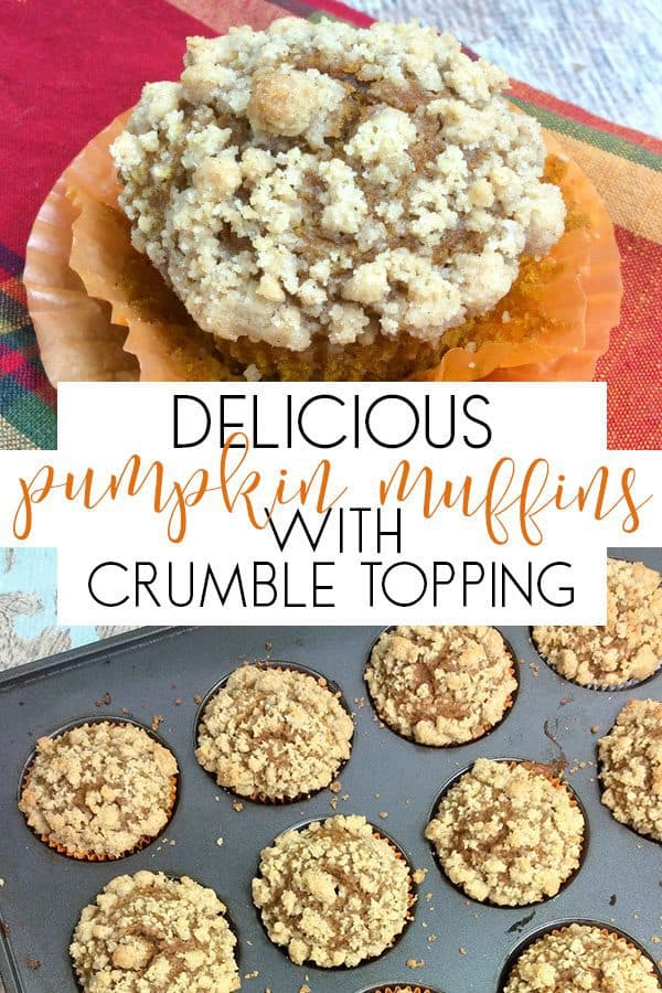 Delicious autumn recipe for Pumpkin Pie Muffins with a spiced crumble topping.