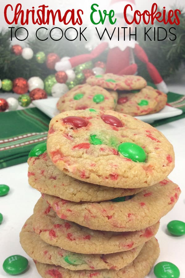 Christmas Eve Cookies to Cook with Kids. Simple recipe for easy cookies made with vanilla pudding and sprinkles