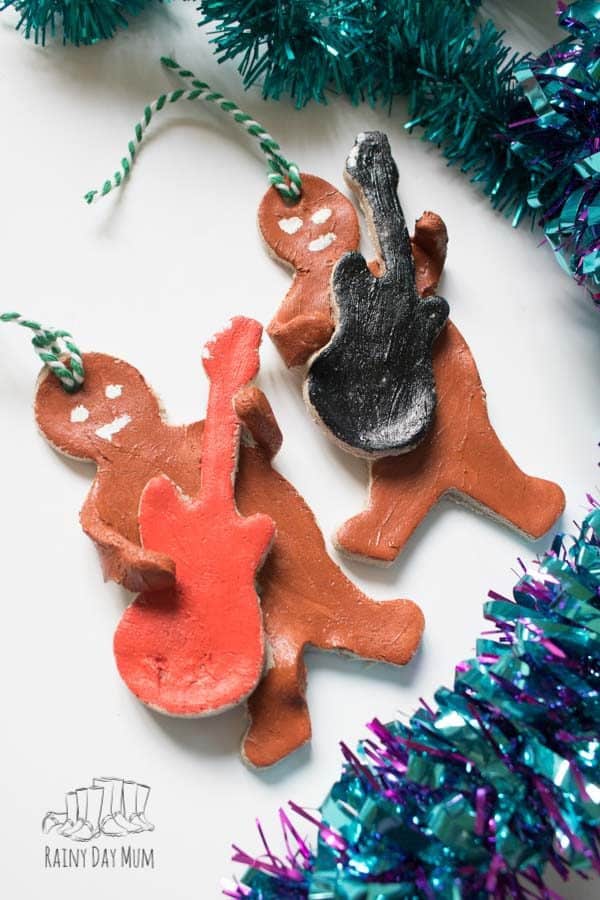Salt Dough Ginegebread Men Decorations with Guitars a fun Christmas Decoration that Kids Can Make this Christmas