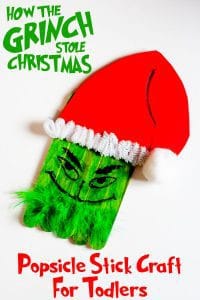 Easy Grinch Popsicle Stick Christmas Craft for Toddlers