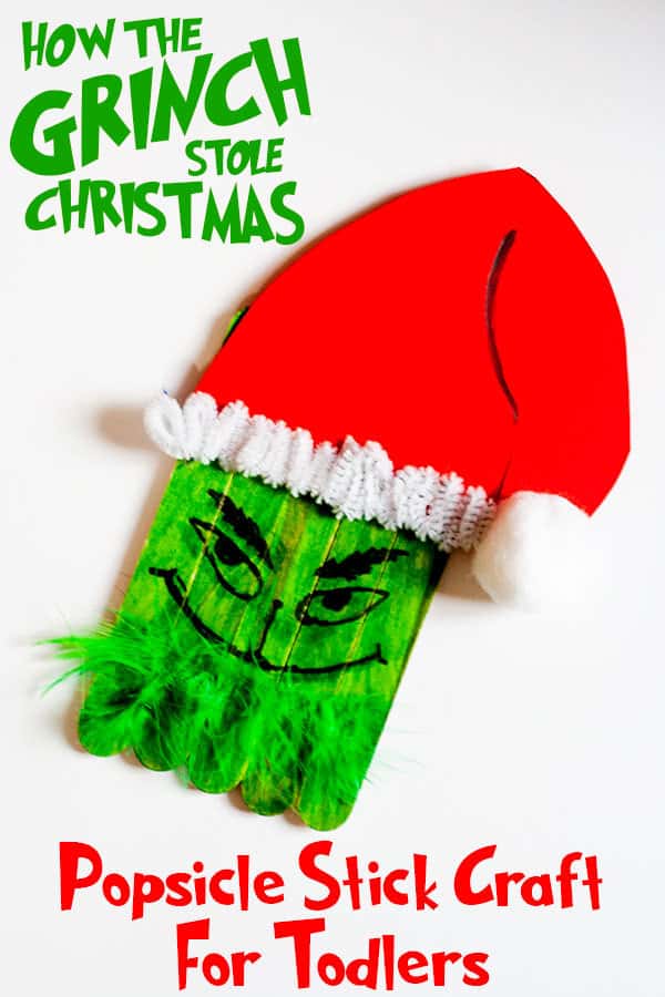 easy toddler craft to create a How the Grinch Stole Christmas Popsicle Craft
