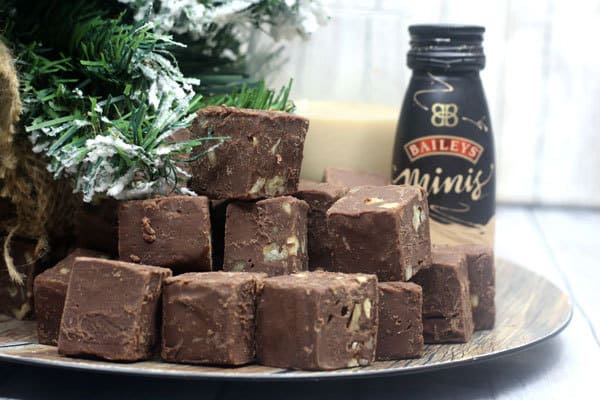 baileys fudge recipe with chopped pecan nuts perfect for Christmas edible gifts
