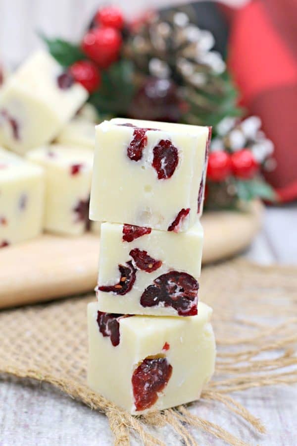 White Chocolate and Cranberry Fudge Recipe perfect for cooking with kids and makes an ideal edible gift for others