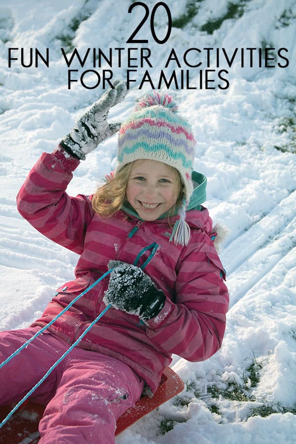 girl sledging one of the 20 fun indoor and outdoor winter activities on our Family Bucket List