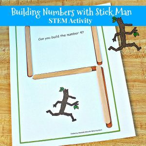 Stick Man Inspired STEM Number Building Activity for Kids