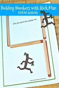 STEM Activity for Preschoolers to build number inspired by the Stick Man by Julia Donaldson
