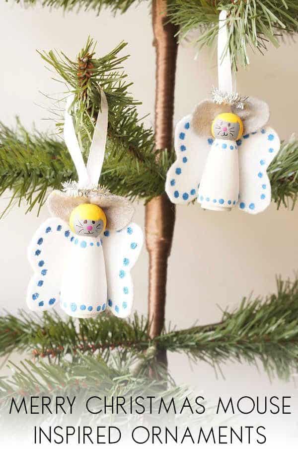 Merry Christmas Mouse Inspired Peg Doll Angels to make with Kids