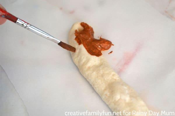 paint salt dough using brown acrylic paint so it doesn't need to be sealed