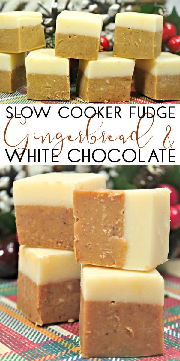 Slow Cooker Christmas Fudge with Gingerbread and White Chocolate. A Simple edible gift that you can make for those that have a sweet tooth.