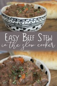Easy beef stew in the slow cooker a simple family meal for autum and winter to warm you from the inside out.