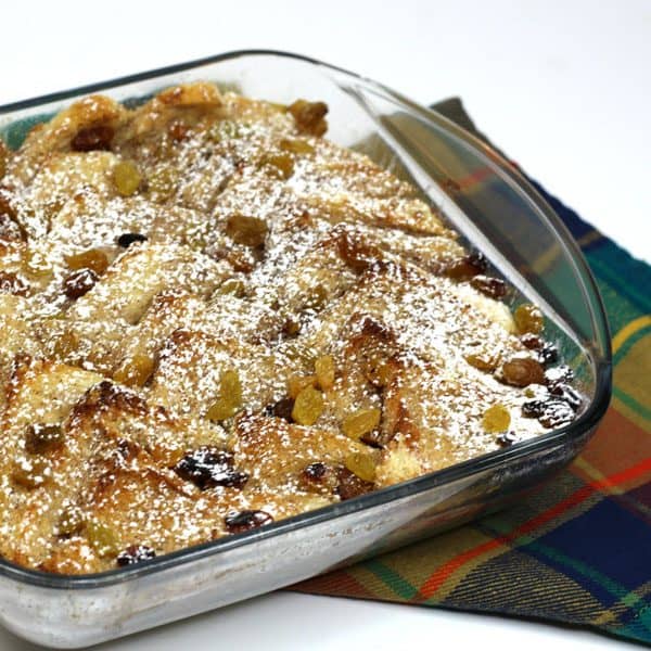delicious simple weekend dessert for families of a traditional bread and butter pudding