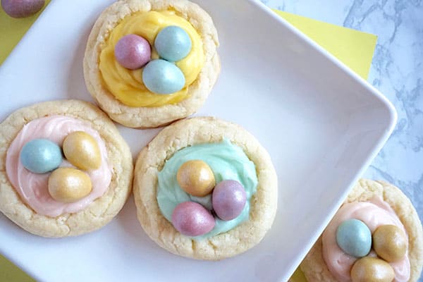 Mini egg nest cookie a simple recipe to cook with kids for easy easter treats