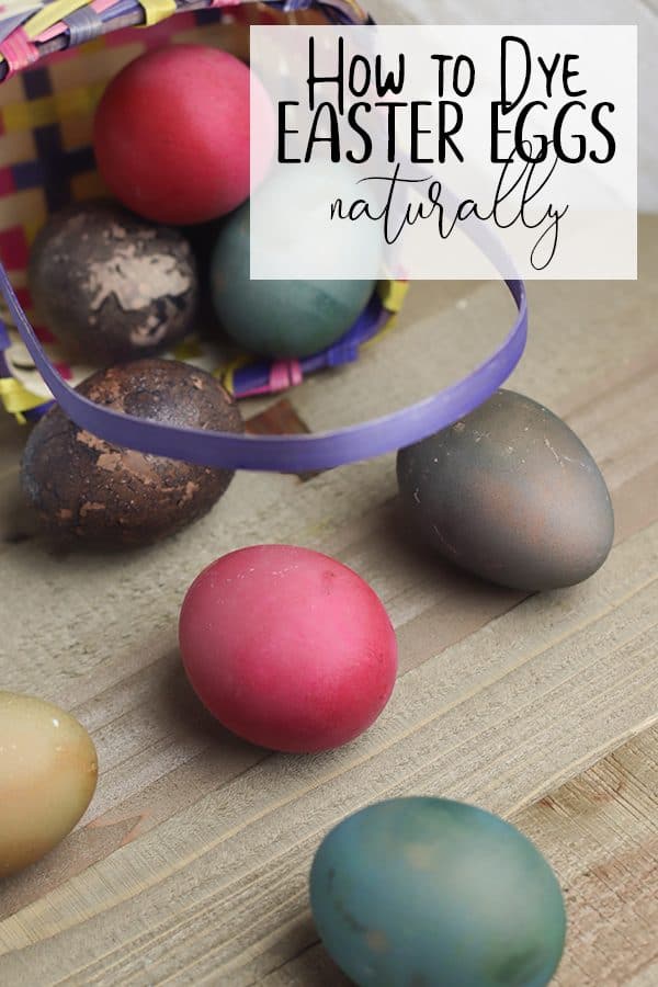 naturally dyed Easter Eggs ona wooden background