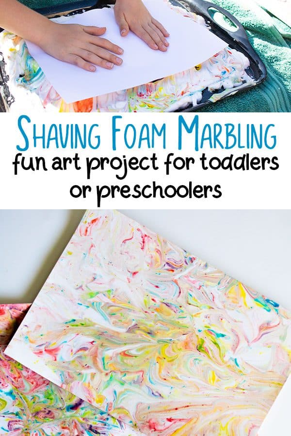 Pinterest Image for Shaving foam Marbling a fun art project for toddlers and preschoolers
