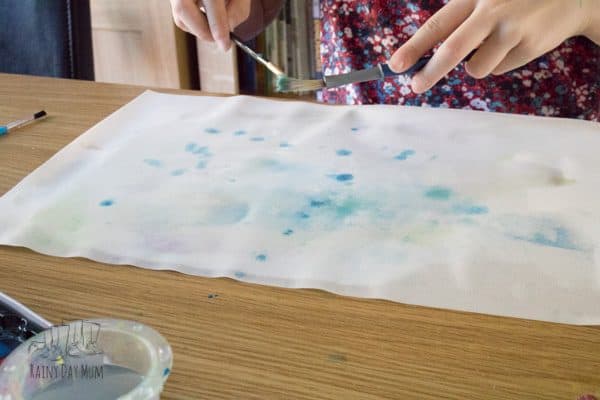 using watercolours to create an art project to explore hot and cold with kids