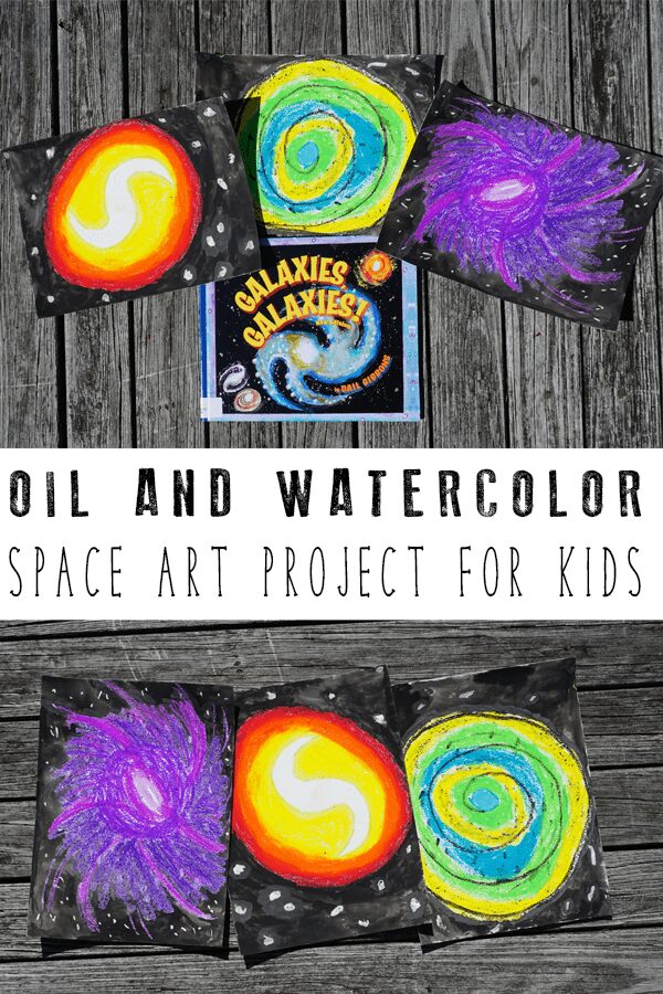 Space art Project for Kids - Watercolor Galaxies with Oil Pastels
