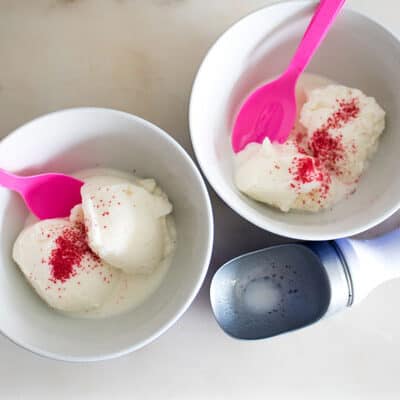 delicious ice cream in a bowls made using ice-cream in a bag activity with kids