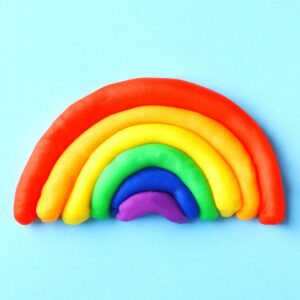 colourful rainbow created with homemade playdough
