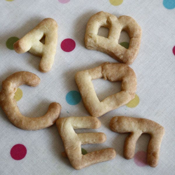 kid made alphabet cookies