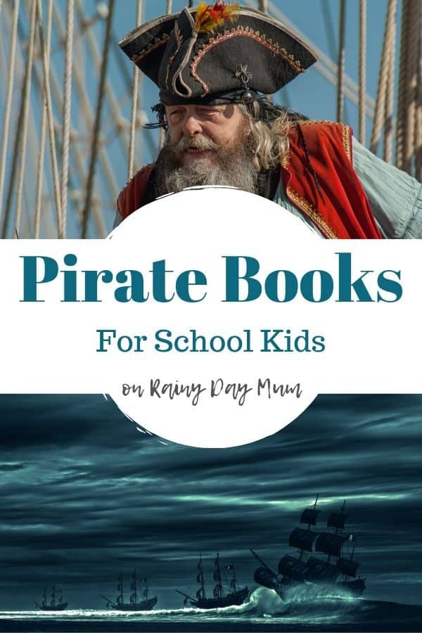 pirate themed book list for school kids pinnable images with text