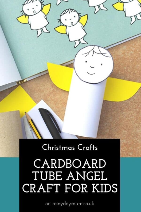 Cardboard Tube Angel Craft for Kids to Make Pinnable Image
