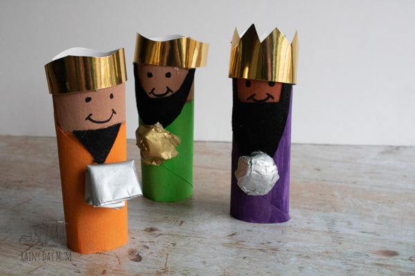 The three Wise Men made from Cardboard Tubes a fun Christmas Craft for Kids and you to do together