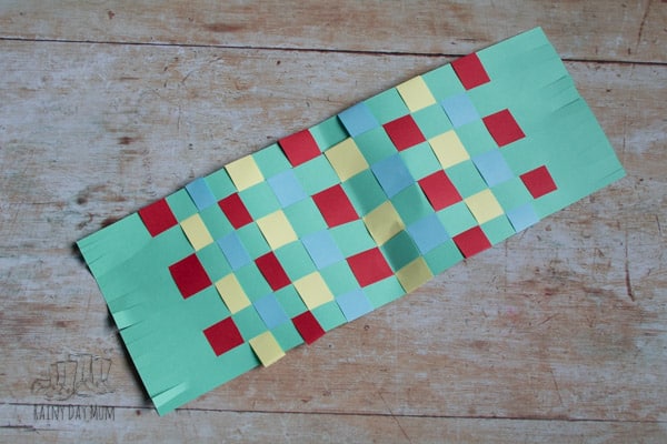 Woven paper scarf for kids to make