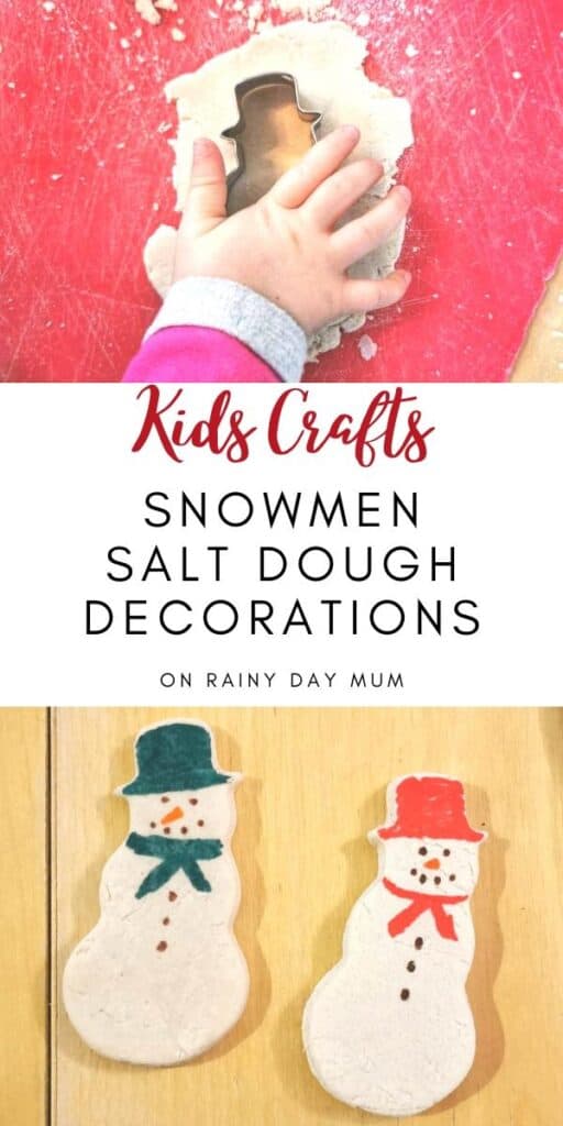 kids crafts - easy to make snowmen salt dough decorations