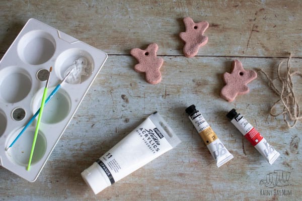materials needed for painting salt dough ornaments with kids