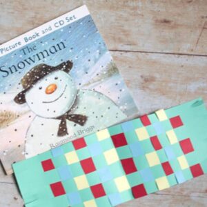 paper weaving project for toddlers and preschoolers to make a scarf for The Snowman