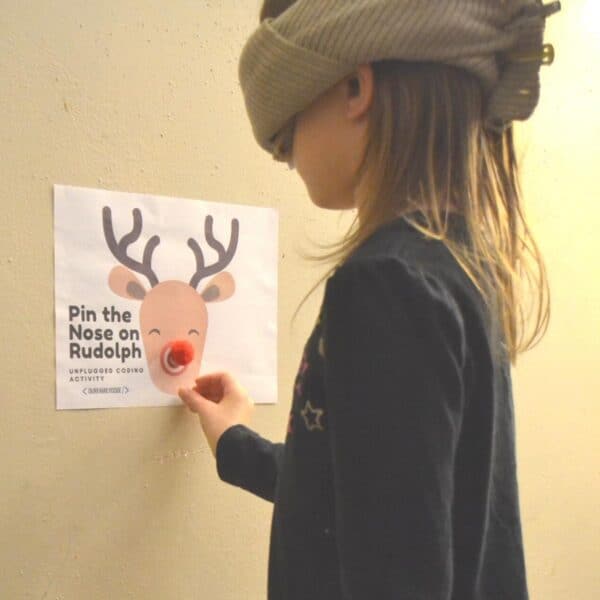 Pin the Nose on Rudolph Printable Coding Game for Kids