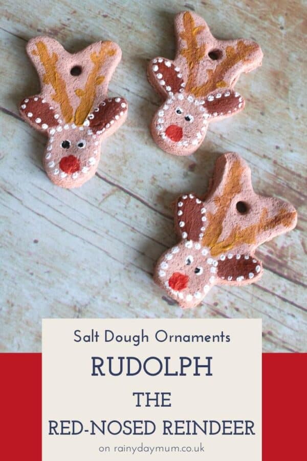 Salt dough ornaments with Rudolph the Red Nosed Reindeer