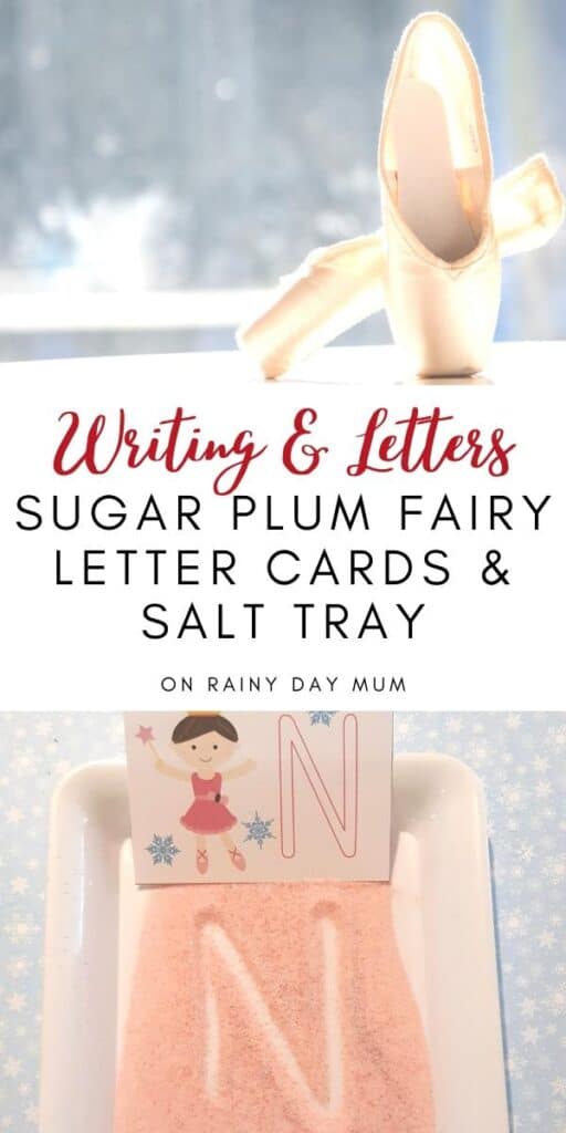 preschool letter and writing practice inspired by the sugar plum fairy from the Nutcracker