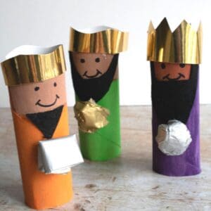 Three Kings Craft for Kids to make characters for the Natvity Set from Cardboard Tubes