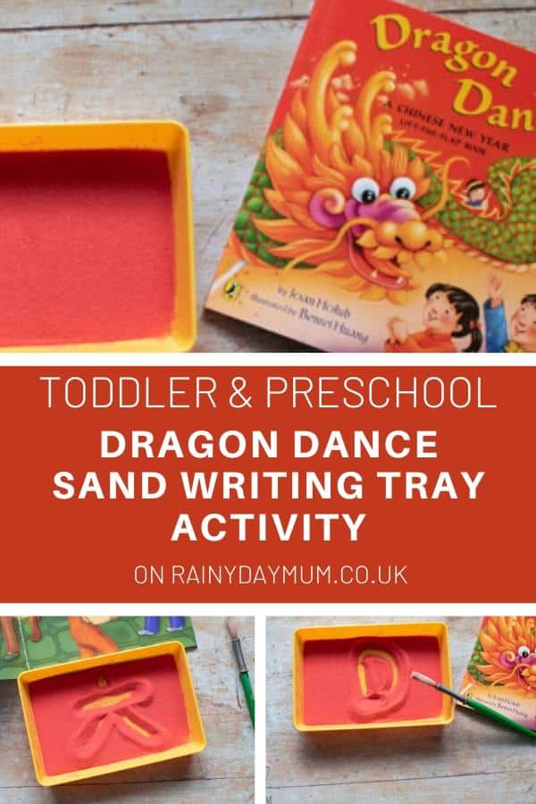 Toddler and Preschool Sand Writing Tray inspired by Dragon Dance