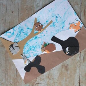 Winter Animal Marbled Art Project for Toddlers and Preschoolers