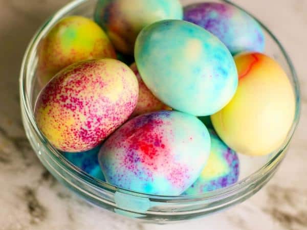 bowl of marbled easter eggs